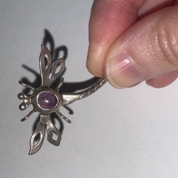 Sterling Dragonfly With Amethyst Pendant - Picture 15 of 15
